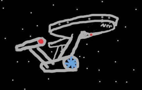 Strichzeichnung des Raumschiffs Enterprise